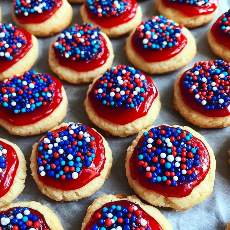 Patriotic Red, White & Blue Thumbprint Cookies