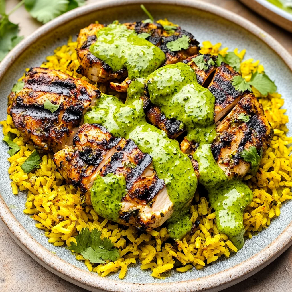 Peruvian Chicken and Rice with Green Sauce