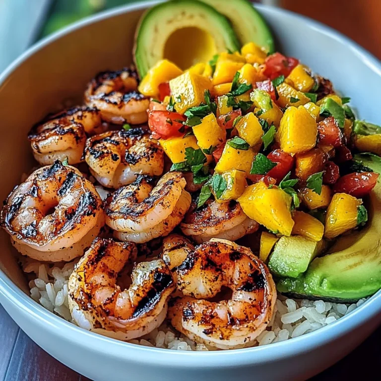 Shrimp and Avocado Bowls with Mango Salsa & Lime-Chili Sauce